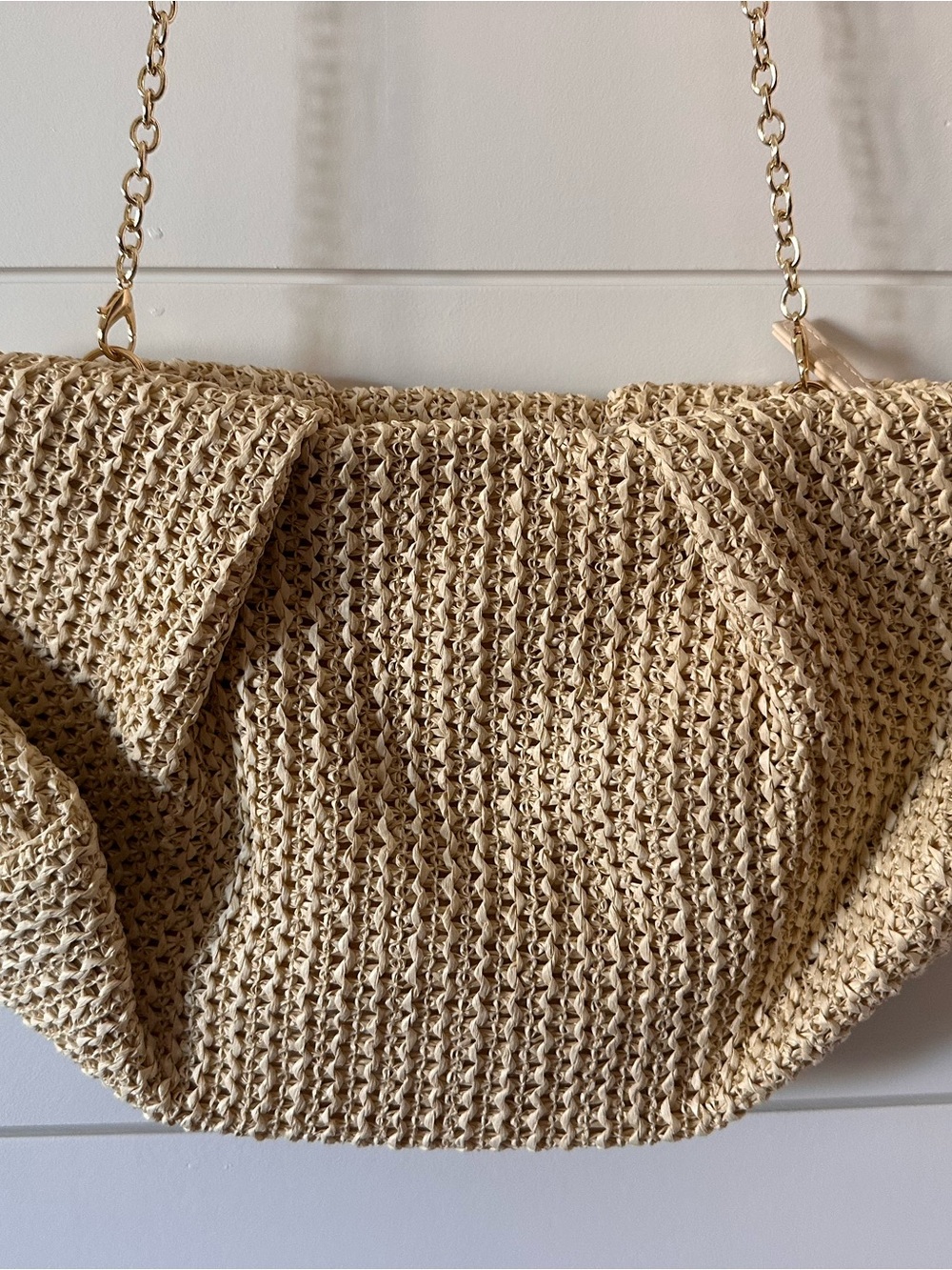 Capittana Woven Straw Shoulder Bag with Chain Strap